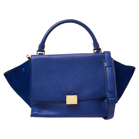 blue celine|Celine blue and black bag.